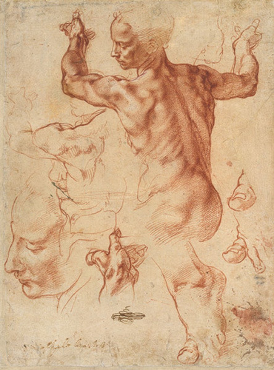<p>Made from "iron oxide" pigment and "refine clay."</p>