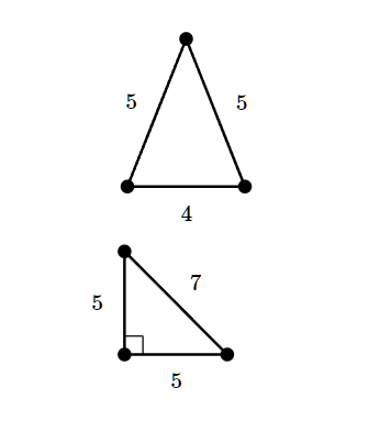 <p>Isosceles triangles</p>