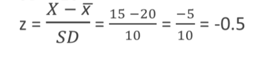 <p>Ans = -0.5</p><p>Implication: Lebron’s score was half a standard deviation below the mean. </p>