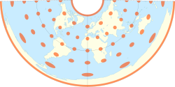 <ul><li><p>Distances measured along meridians and standard lines are true to scale</p></li><li><p>A rudimentary version was described by Ptolemy</p></li></ul><p></p>