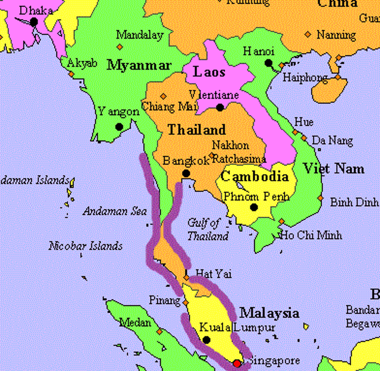 <p>-(1400-1511) Muslim sultanate that became wealthy by building a navy and imposing fees on ships that passed through it which caused the sultan to become powerful enough to expand the state into Sumatra and the Southern Malay Peninsula; sultanate of this location when the Portuguese invaded the city in 1511</p>
