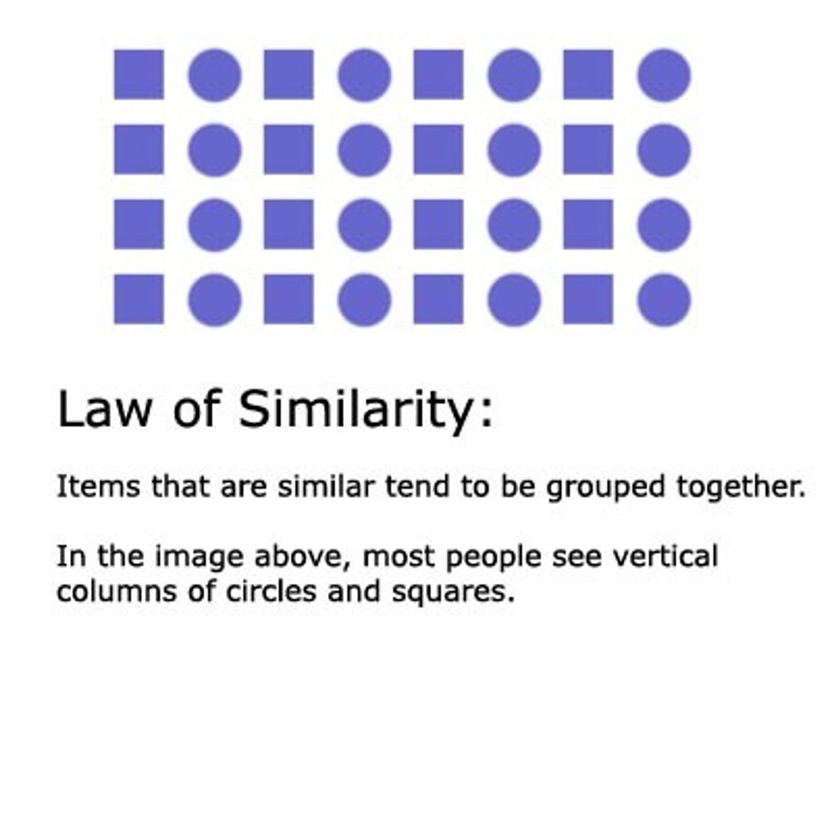 <p>Similar items are grouped together by the brain.</p>