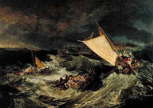 <p>What was the style of Turner, The Shipwreck, 1805 painted in?</p>