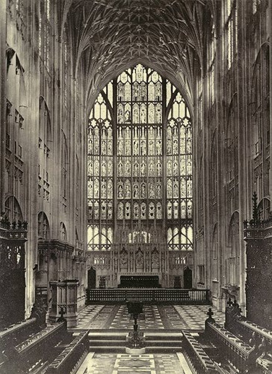 <p>The area of a church between the nave and the apse, typically reserved for clergy and singers during the liturgy.</p>