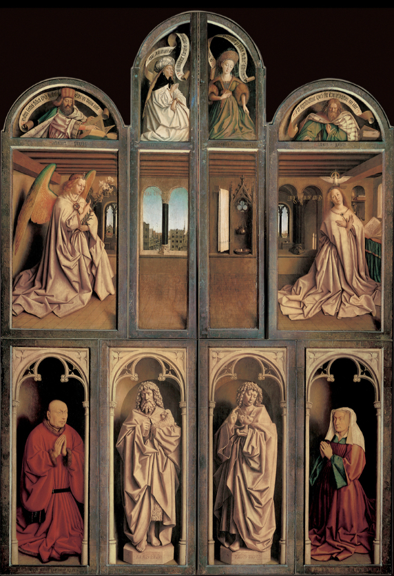 <p><strong>Ghent Altarpiece (closed - Annunciation with Donors. open - Adoration of the Mystic Lamb)</strong></p>