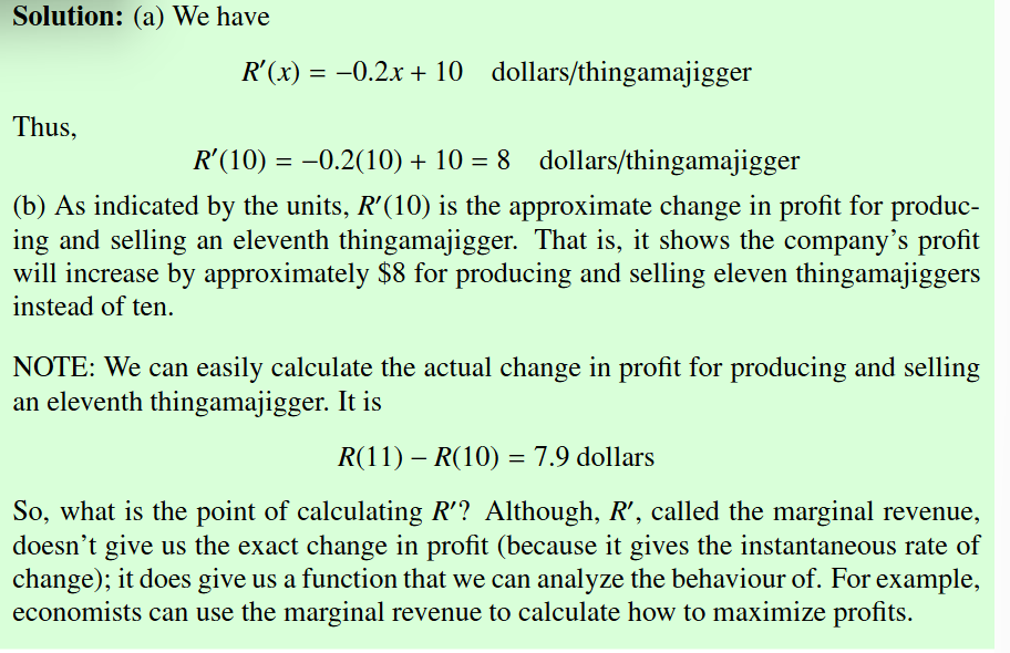 <p>Kind of like the rate of change of the revenue</p>
