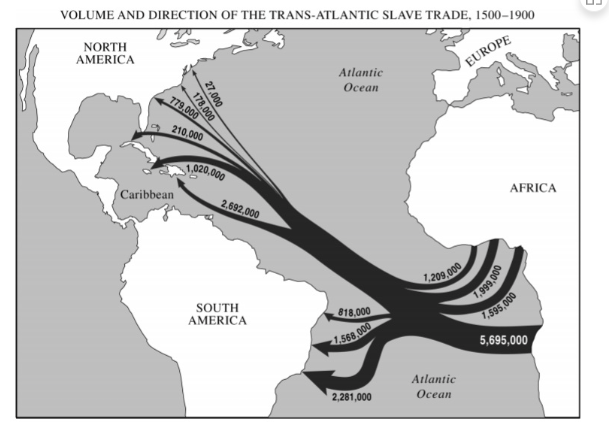 <p>A significant long-term result of the major pattern depicted on the map was</p>