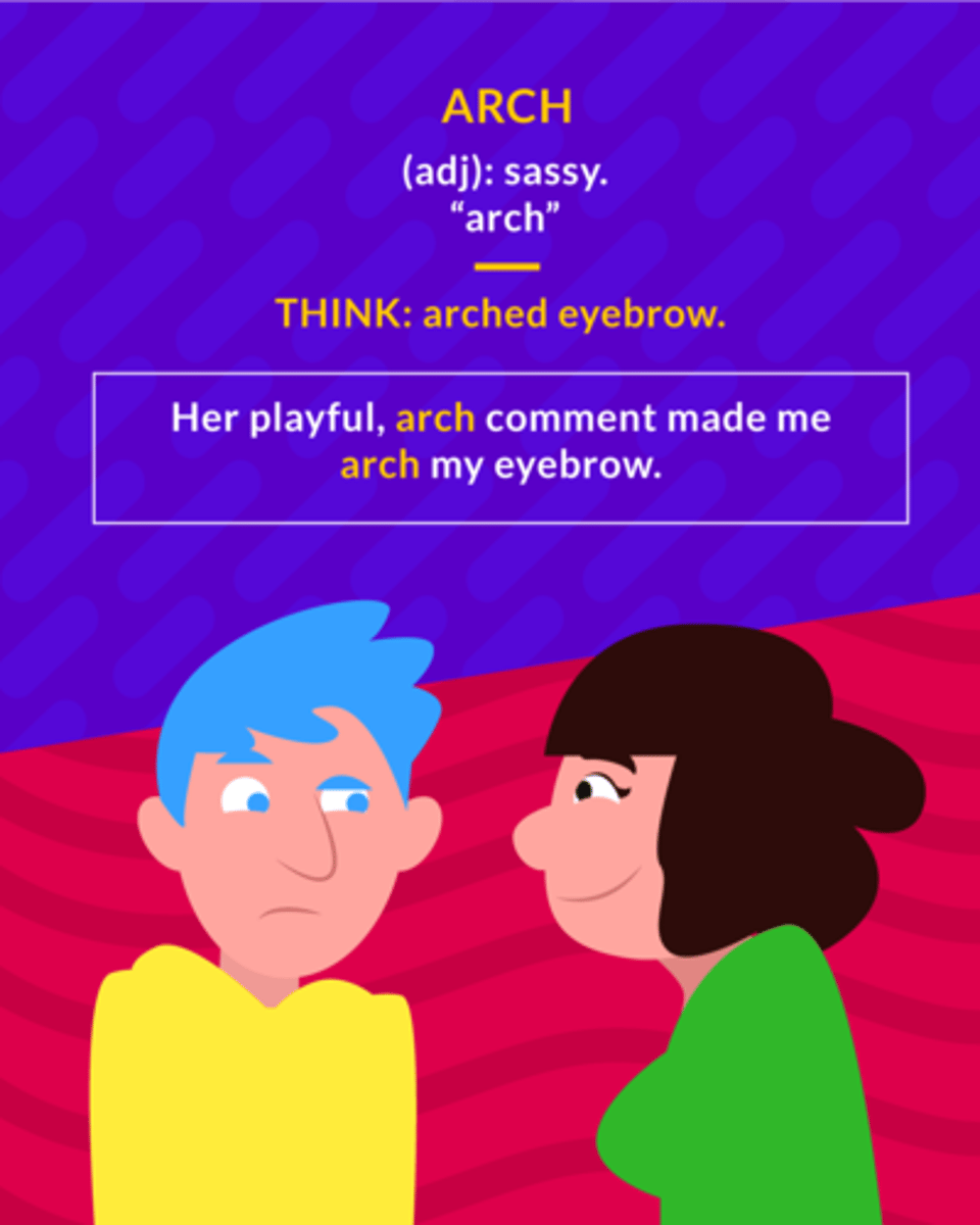 <p>(adj.) sassy</p><p>(adj.) Playfully teasing, mischievous</p>