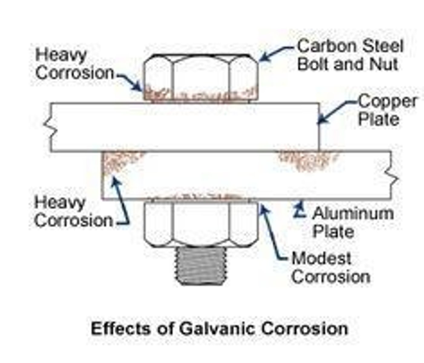<p>Corrosion due to two different metals in contact.</p>