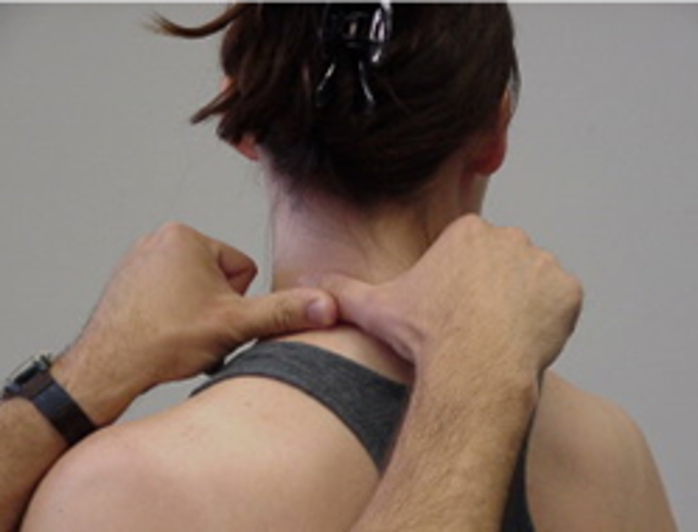 <p>SNAGS - cervical techniques: </p><p>top of thumb is lateral to SP of target vertebra</p><p>force is imparted with thumb of other hand</p><p>aim along facet planes</p><p>therapist hands must follow the patient's movement</p><p>Pt provides own (pain free) overpressure</p>