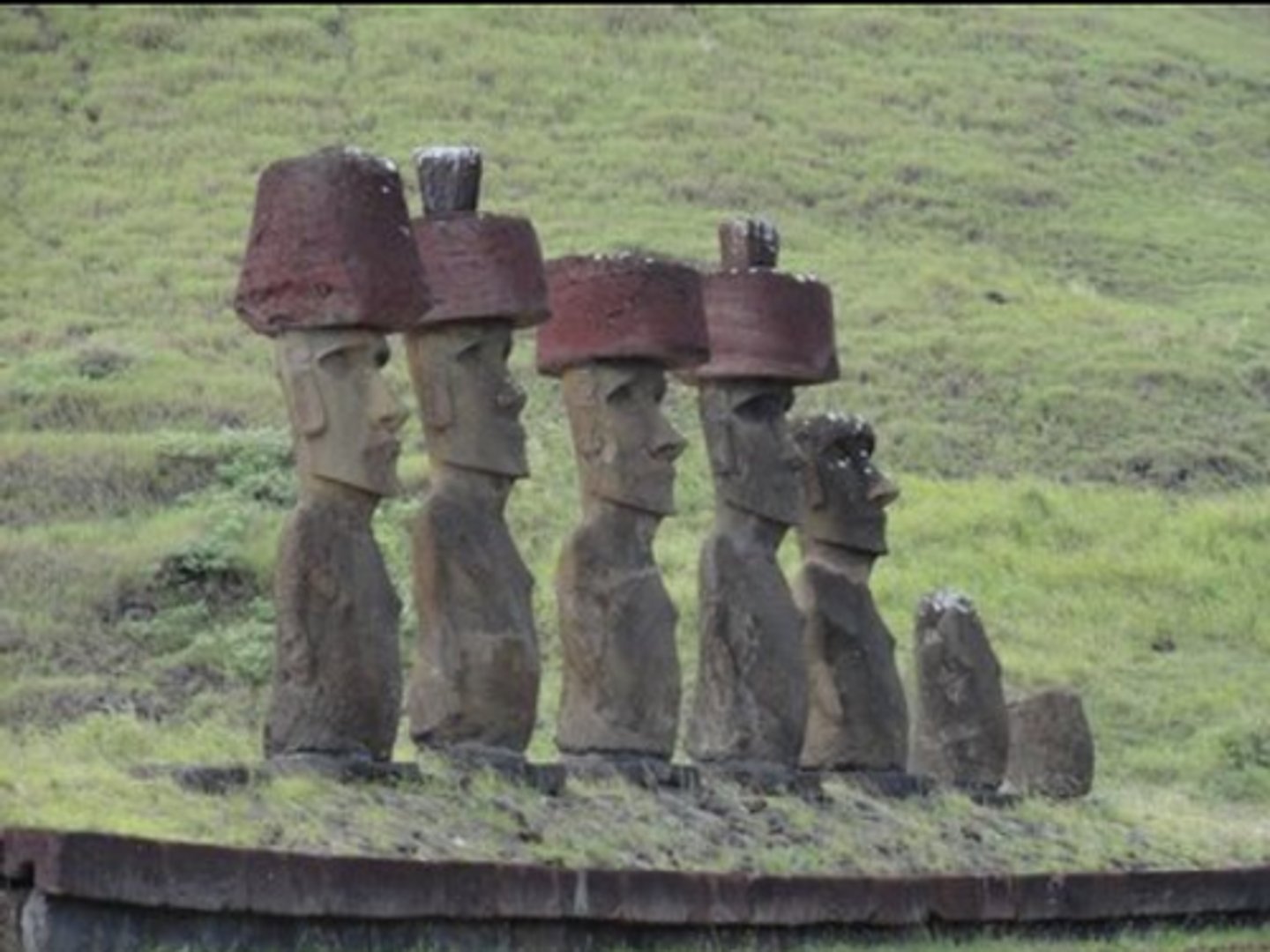 <p>On platform (ahu)</p><p>Rapa Nui (Easter Island)</p><p>c. 1100-1600 CE</p><p>Form: Volcanic tuff figures on basalt base</p><p>Function: Believed to represent the first settlers of the island, or to celebrate their ancestors</p><p>Most of the nearly 900 statues are made of volcanic tuff, some of which were erected on a large stone platform made of basalt. There are a smaller number of sculptures made completely of basalt, common features of the "Moai" include permanent foreheads, large fish hook shape noses, thin lips, and large ears. The "Moai" are believed to represent the first settlers of the islands, or to celebrate their ancestors. The location of the statues may also have marked sacred grounds. The "Moai" statues of Easter Island may have been created with that same purpose in mind. Easter Island was named by a Dutch explorer who discovered it on Easter Sunday in 1722.</p>