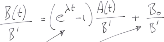 <p>B’ denotes isotope of B that has constant abundance in time</p>