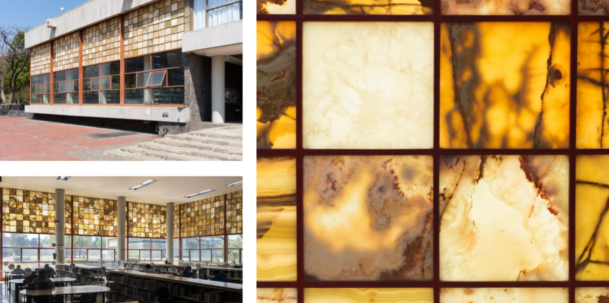 <ul><li><p><span>Used stone (onyx) used to create the translucent panels seen on the ground floor</span></p></li><li><p><span>architects make extensive use of a panel-board product called "Cemesto" cause It did not require steel, which was needed for war production.</span></p></li><li><p><span>windowless book storage</span></p></li><li><p><span>10 story flat canvas</span></p><ul><li><p>tell story, express values</p></li></ul></li></ul><p></p>