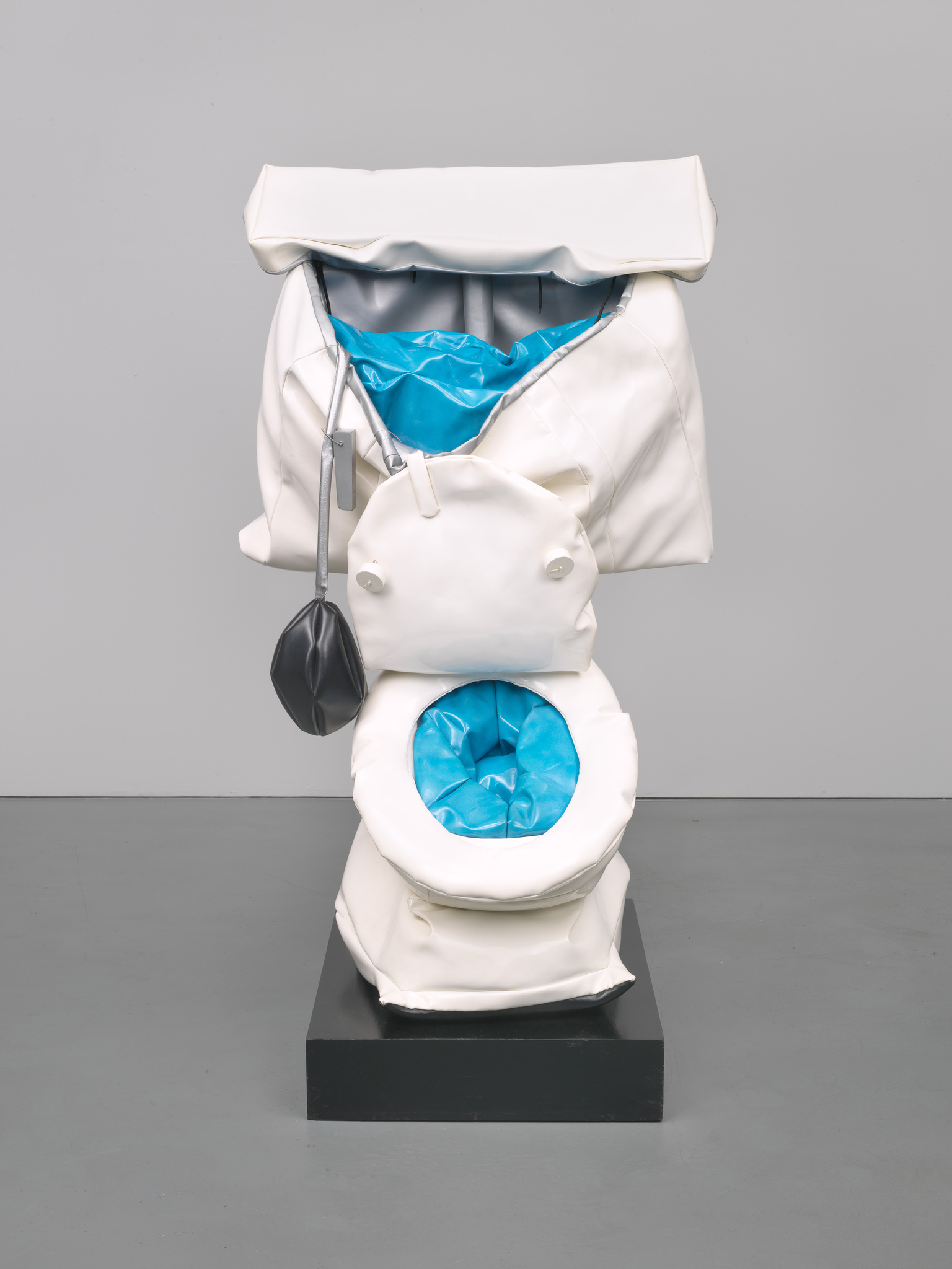 <p>This piece was to play with the idea of how objects not only look in size but how the texture is supposed to be. From the largeness of the toilet but also the softness of it that contrasts the real life object hardness. With critics viewing the drooping appearance of the toilet to even look like a sagging old body. </p>