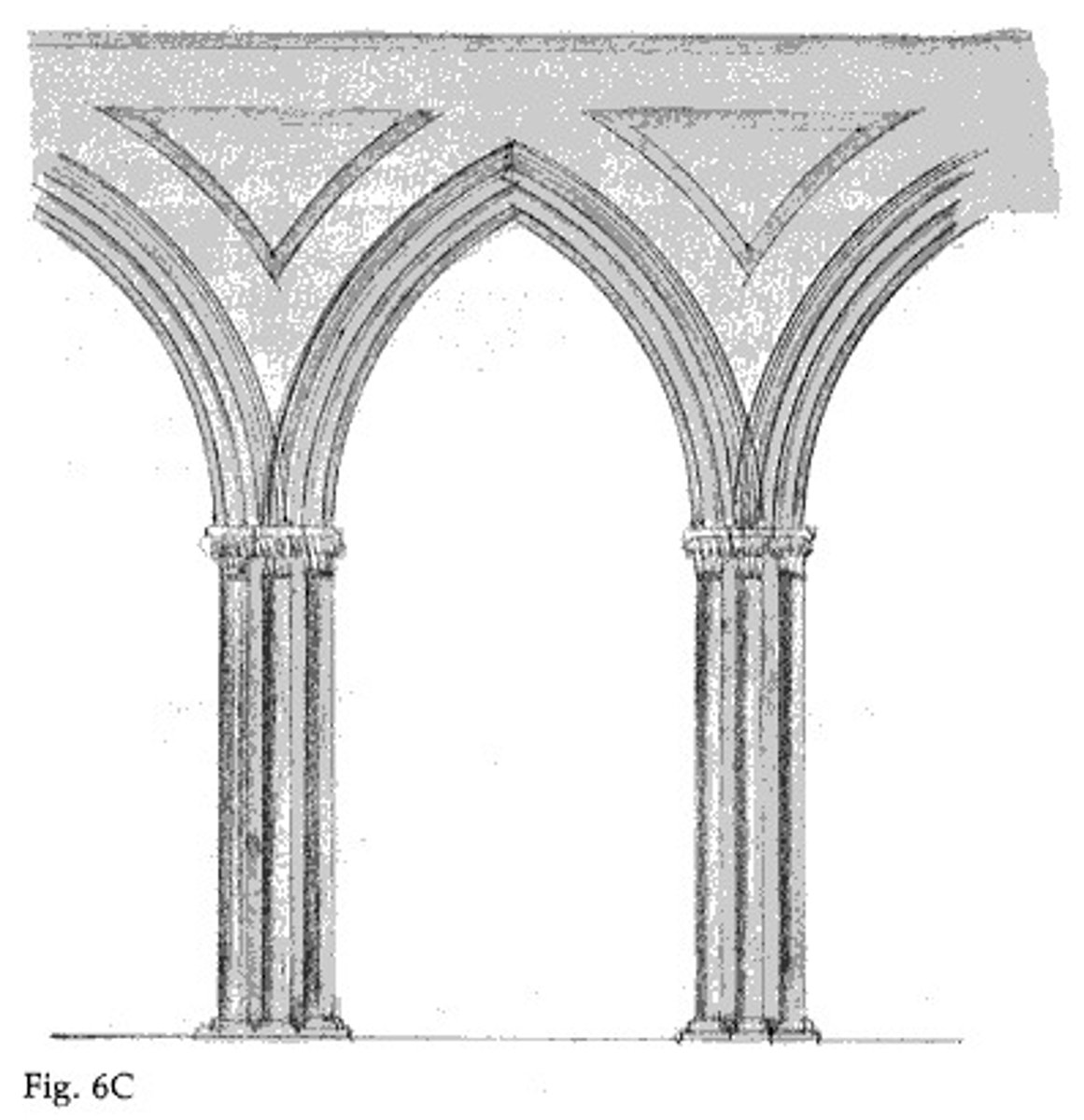 <p>An arch with a pointed crown, characteristic of Gothic architecture.</p>
