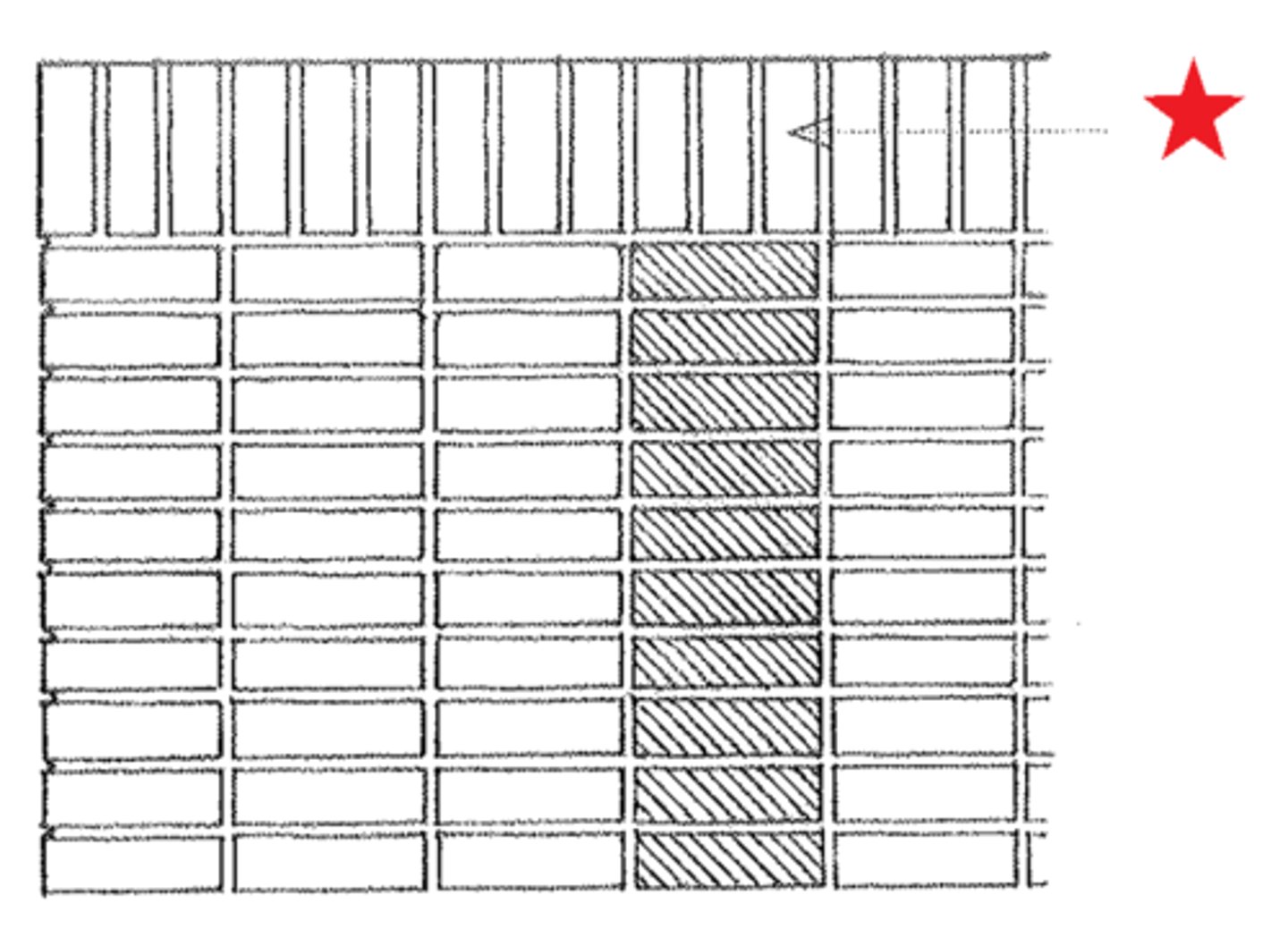 <p>a continuous course of soldiers in brickwork</p>