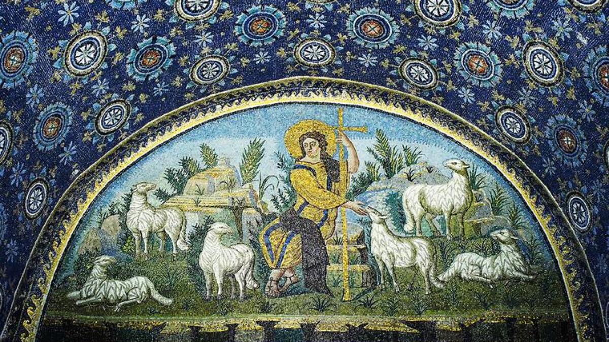 <p>jesus as the good sheapered</p>