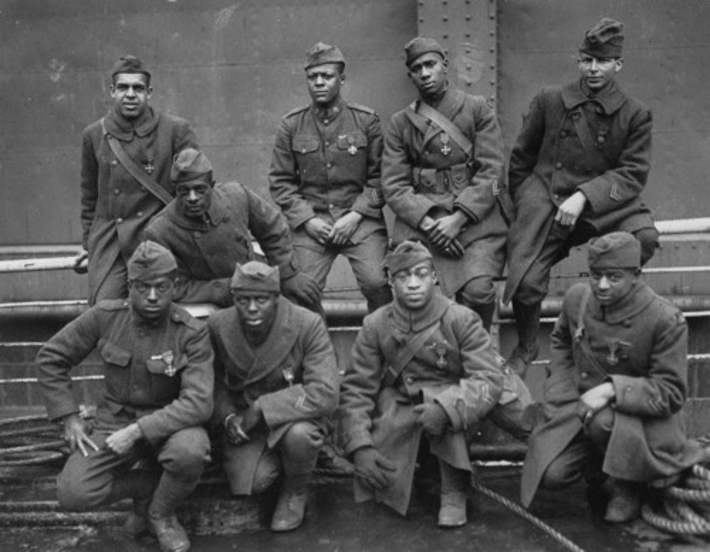 <p>400,000 served in the armed forces - more than half in France. Served in segregated units and were excluded from the navy and marines. Two men, Henry Johnson and Needham Roberts, were the first Americans to receive France's highest military honor, the Croix de Guerre.</p>