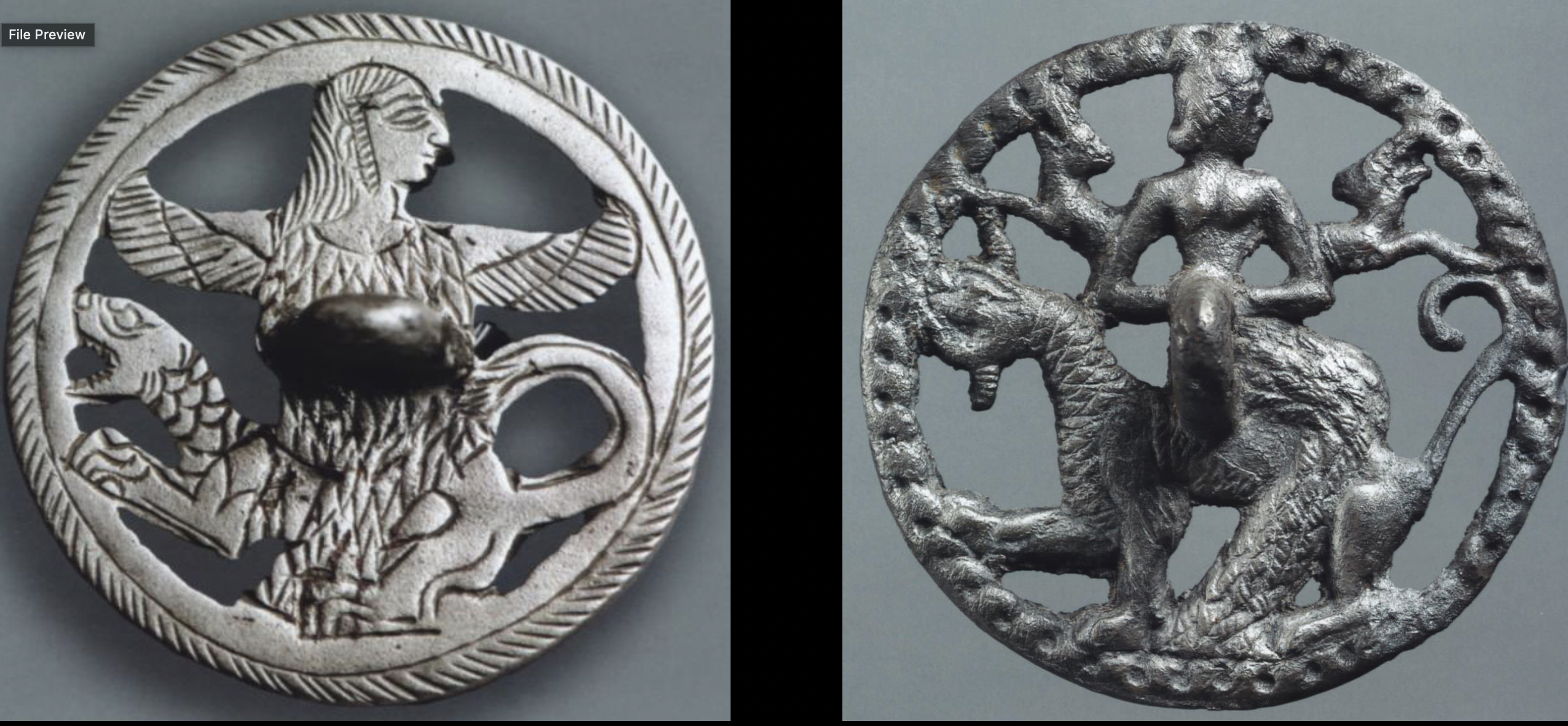<p>Compartmented Seal with Winged Goddess and Dragon</p>