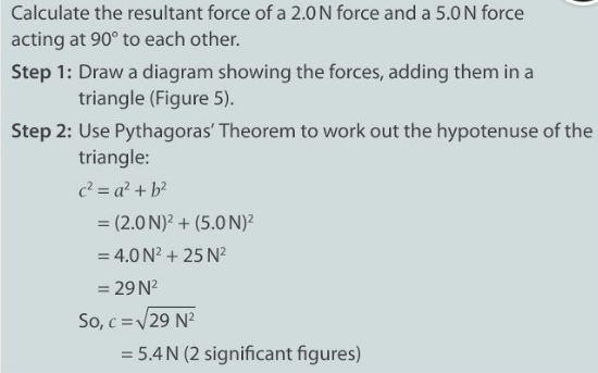 How to calculate resultant force using Pythagoras' theorem.