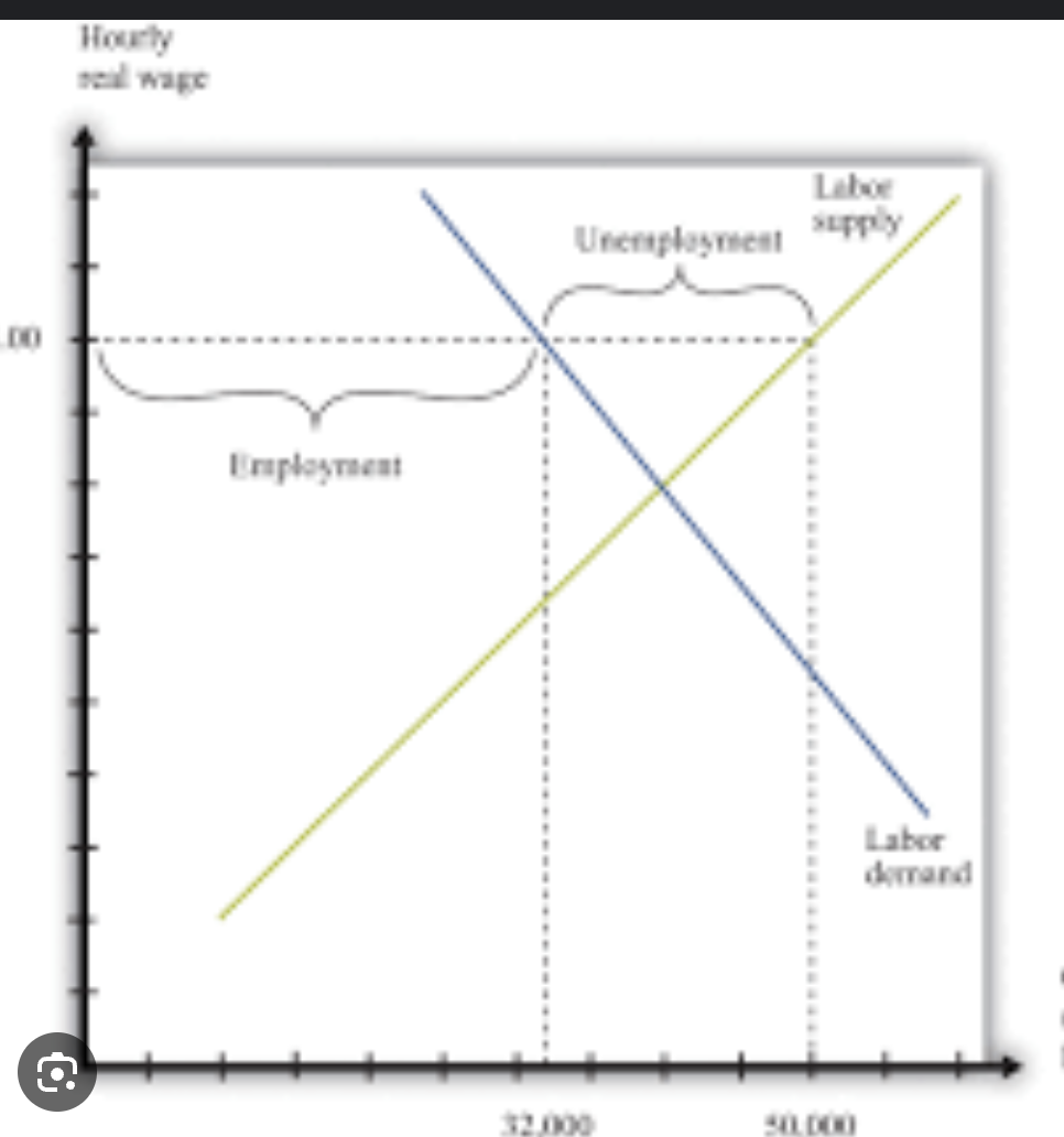 <p>1) Change in demand for workers over time due to technological change, workers with irrelevant skills will be fired, etc. (Diagram can show demand for workers in labour market for a specific job decrease (Micro diagram).<br><br>2) Change in geographical location. If company relocates, since they cant possibly move their whole workforce to the new country, the old country loses employment, new country gains employment. Eg. Dyson move to SG. (Same diag to illustrate as 1) <br><br>3) Labour market rigidities</p><ul><li><p>Min wage laws —&gt; creates surplus of workers (draw price floor diag), suplus = unemployment. </p></li><li><p>Employment protection laws —&gt; Make firms more cautious about hiring due to higher risk —&gt; less hiring. </p></li><li><p>Worker union demand higher wages —&gt; same as point 2. </p></li><li><p>Generous gov UE benefits —&gt; incentivise people to stay UE. </p></li></ul><p></p>