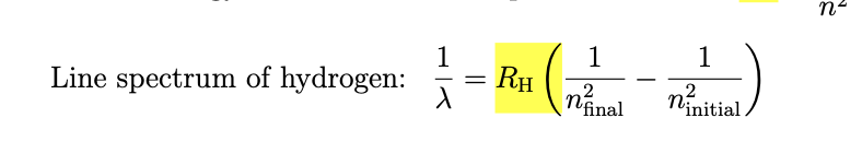 <p>regular pattern in the series of lines in the hydrogen spectrum </p>