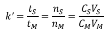 <p>If the column runs slowly enough at equilibrium, C<sub>S</sub>/C<sub>M</sub>&nbsp;is the equilibrium constant K.</p><ul><li><p>Because the ratio of phase volumes is constant for a given column and mobile phase, k’ is directly proportional to K.</p></li></ul><p></p>