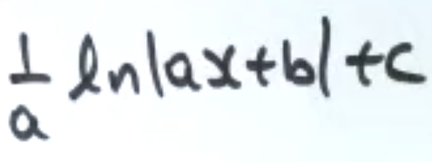 <p>1/a(ln(ax+B)) +c</p>