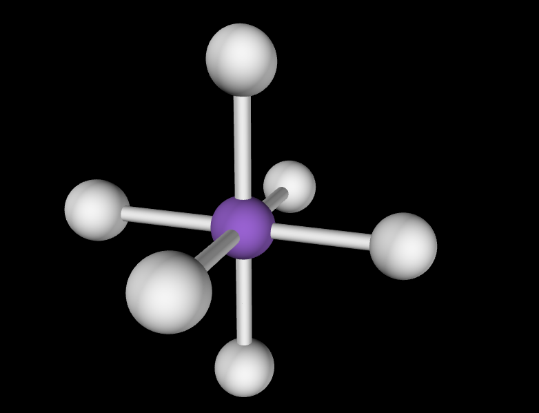 <p>Molecular Geometry: Octahedral, 90 degree angles</p>