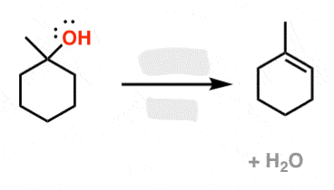 <p><strong>Alcohol to Alkene</strong></p><ul><li><p>2° or 3° alcohols</p></li><li><p>Gives <strong>Zaitsev alkene</strong> (more substituted)</p></li><li><p>Proceeds via <strong>E1</strong></p></li></ul><p></p>