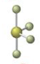 <p>4 bonding 1 lone, <120º equatorial <90º axial</p>