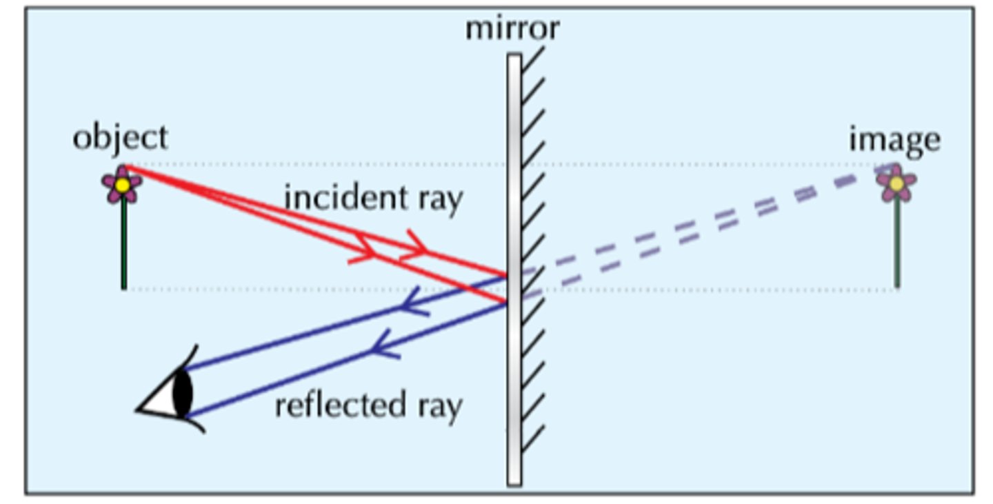 <p>Seems like the light rays converge to an observer, even though they do not actually (negative image distance)</p>