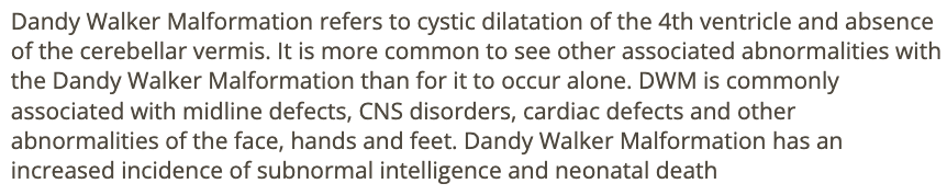 <p>b) is frequently assoc w/agenesis of corpus callosum; malformation of the heart, face, limbs, and digits</p>