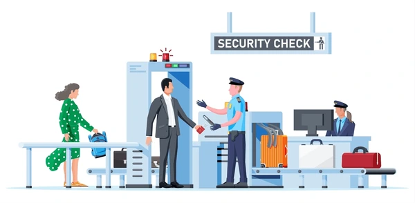 the process of checking that a person is not armed, or carrying something dangerous