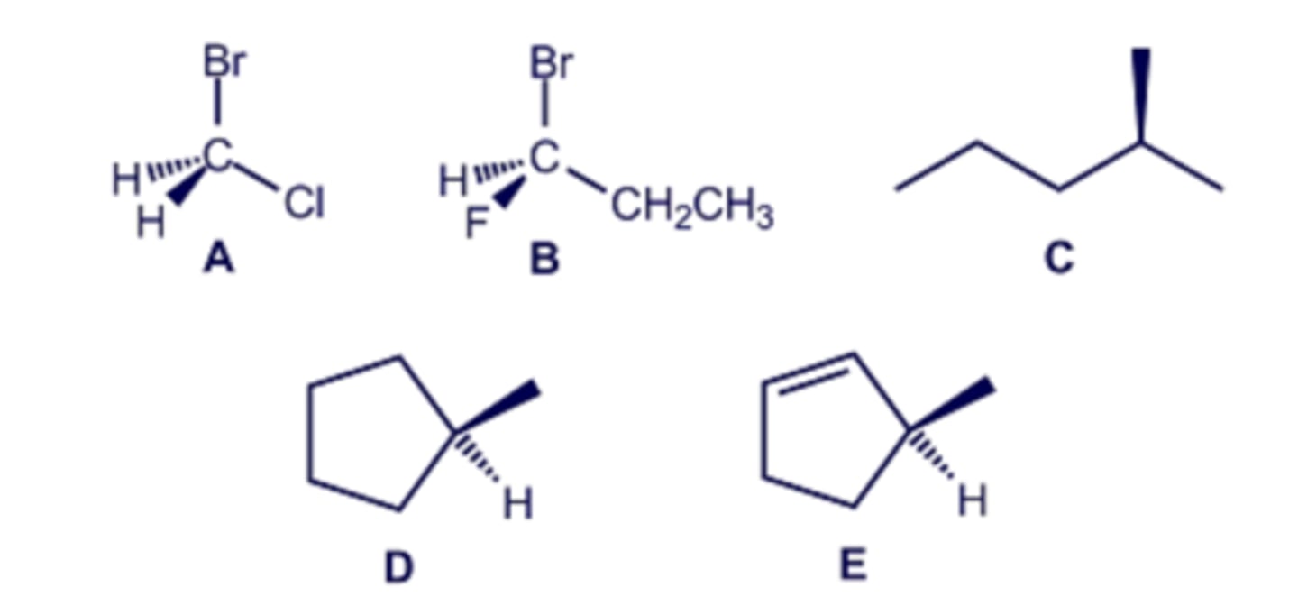 <p>Select all of the structures that are chiral.</p>