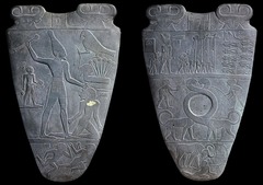 <p>Egyptian From Hierakonpolis. ca. 3150-3125 BCE. Slate, height 25&quot;.</p>