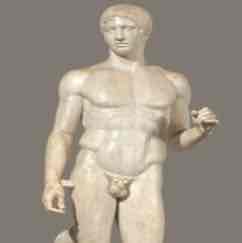 <p>polykleitos, ca. 450-440 BCE, roman marble copy, original bronze </p>