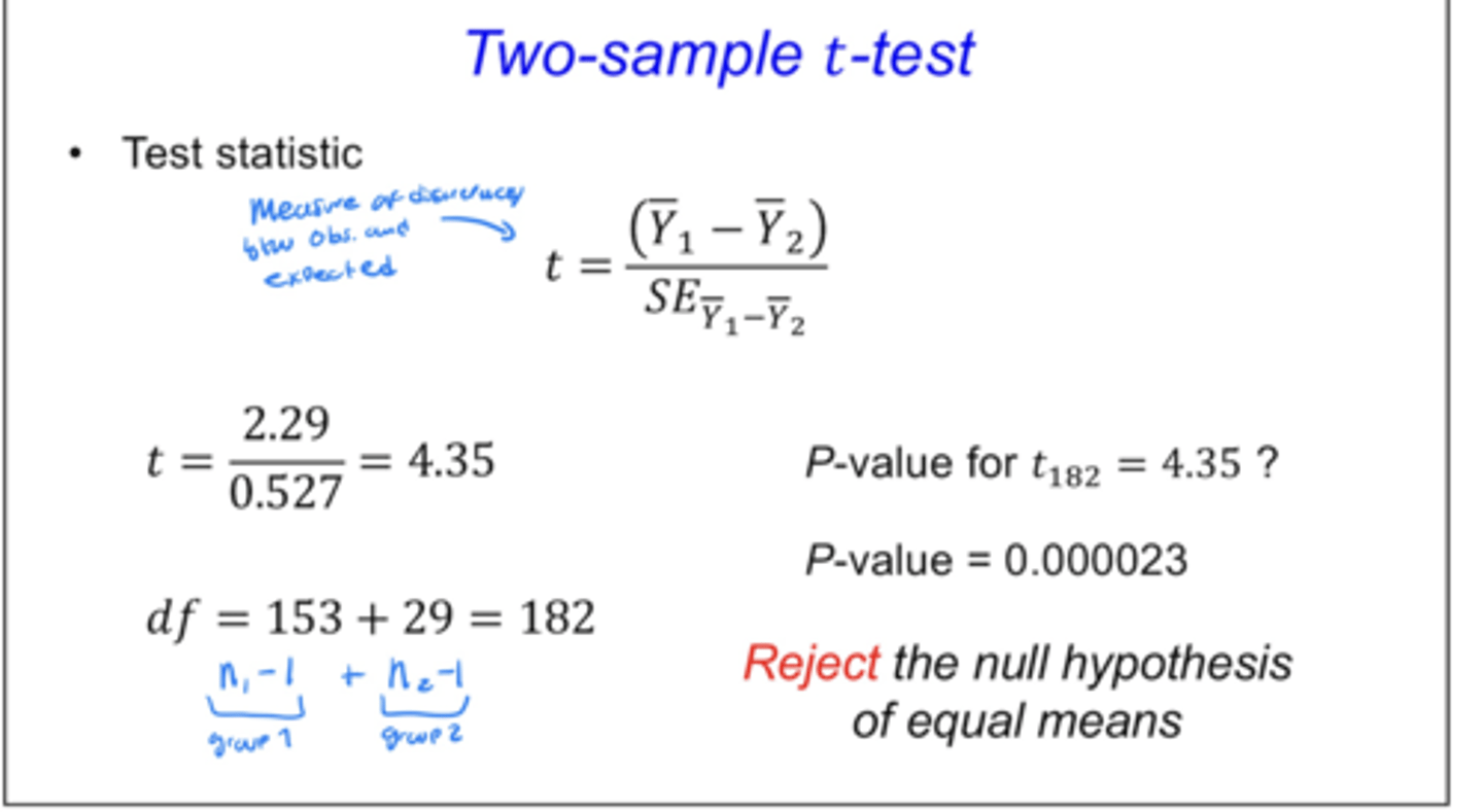 <p>t-value (diff equation!)</p>