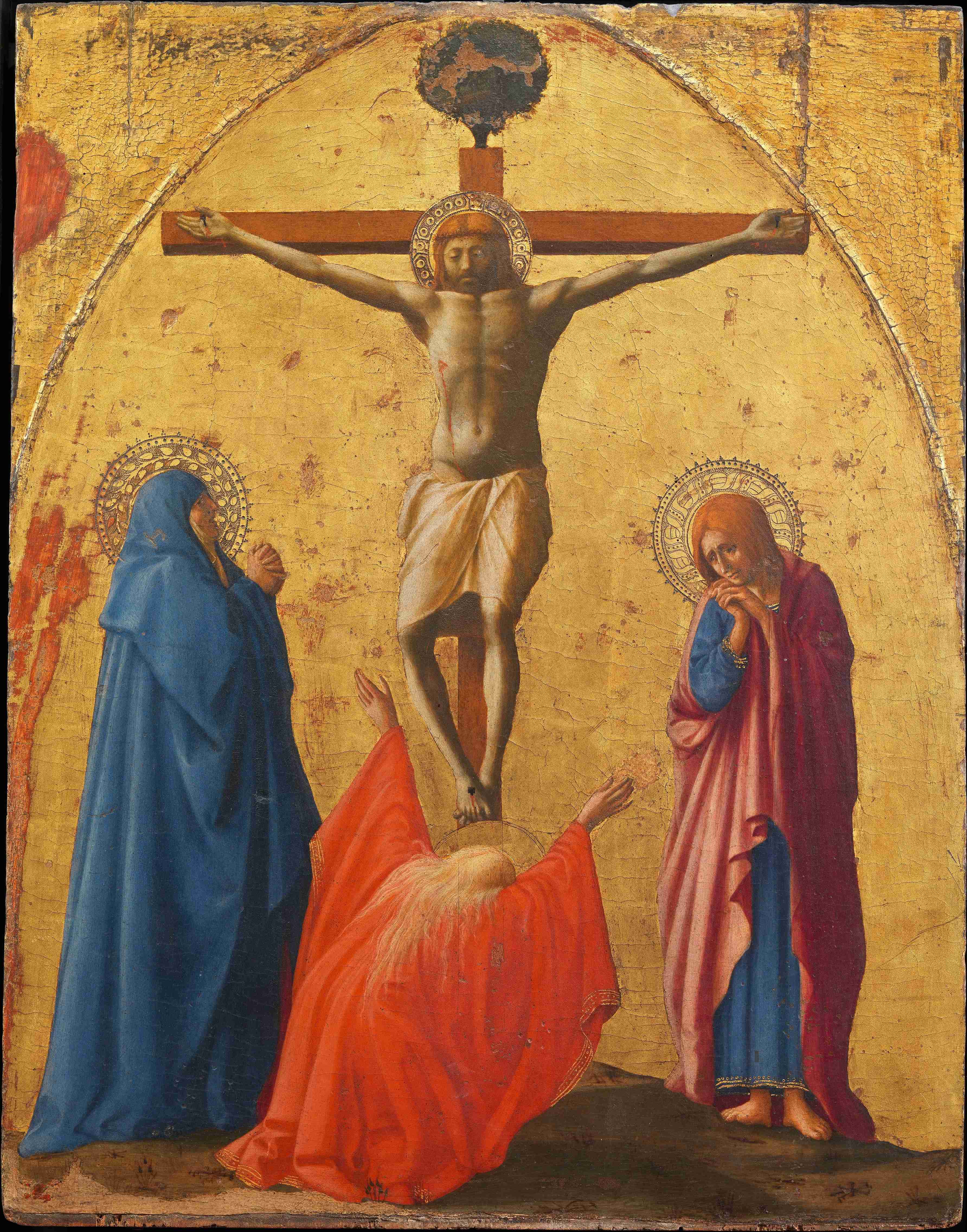 <p>Quale scena è rappresentata nel dipinto chiamato 'Crocifissione' di Masaccio?</p>