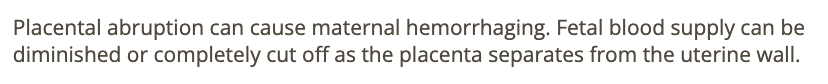 <p>b) placental abruption</p>