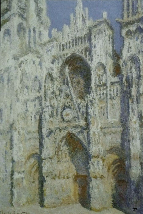 <p><span style="color: rgb(255, 255, 255)">Rouen Cathedral, the Portal and St. Romain Tower in strong sunlight (Harmony in Blue and Gold), </span>Claude Monet 1893</p>