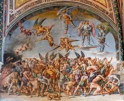 <p>luca signorelli </p><p>the damned cast into hell </p><p>san brizino chapel</p><p>fresco</p>