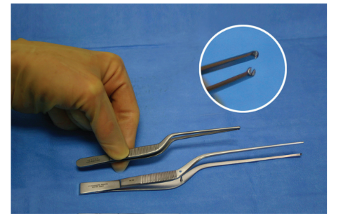<p>Nickname: Bayonet with teeth, Lucae</p><p>Use: Grasps light to medium tissue, CV and ENT</p><p>Features: Serrated handle, upward slope, fine 1×2 mouse teeth. variation with cross pin.</p>