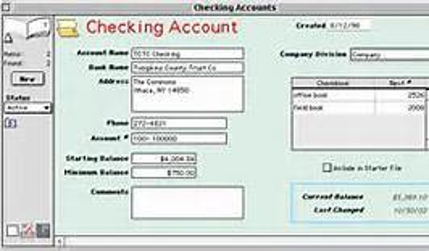 <p>checking account</p>