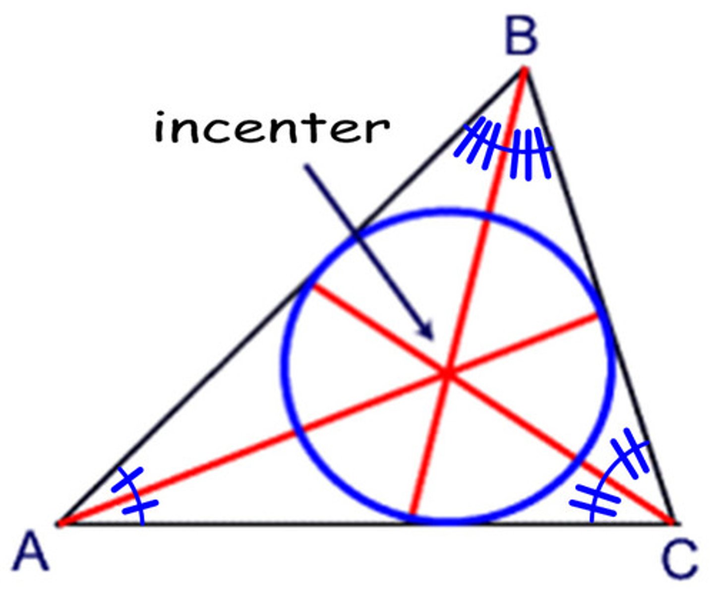 <p>bisects an angle into 2 congruent angles.</p><p>they meet in a triangle at a point called the incenter.</p>