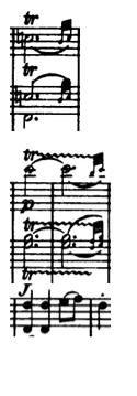 <p>Lots of trills in this section (43, 47-48)</p><p>Double stopping in violins</p>