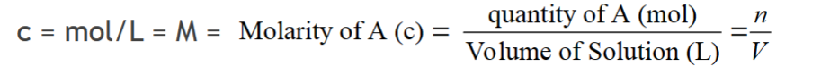 <p>concentration is moles/L</p>