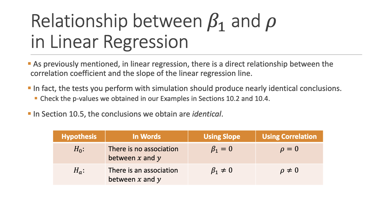 <p>Testing B1 = 0 is equivalent to testing P = 0 for linear models.</p>