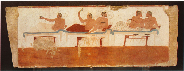 <p><span>Banqueters, north wall of the Tomb of the Diver</span></p>