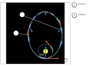 (3)  In the following diagram, label the gravitational force and velocity on the corresponding vector arrows.